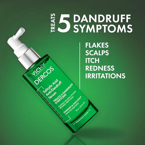 Dercos Salicylic Acid Anti-Dandruff Treatment, Scalp Treatment Targets Dandruff Symptoms & Leaves Head Feeling Hydrated & Soothed, Serum Provides Flake & Itch Relief, 3 Fl. Oz.