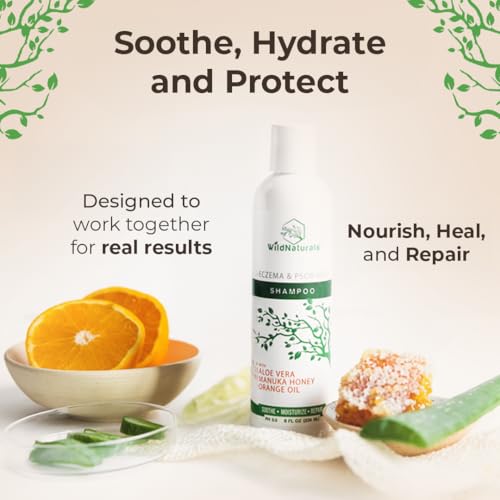 Wild Naturals Eczema & Psoriasis Shampoo – Anti-Dandruff Relief for Dry, Itchy Scalp – Hypoallergenic, Fragrance-Free Formula for Sensitive Scalp