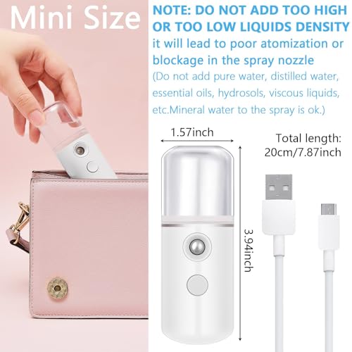 Mudder 8 Pieces Nano Sprayer Facial Mister Portable Mini Face Mist Atomization USB Rechargeable 30ml Face Steamer for Skin Care Eyelash Extensions Daily Makeup