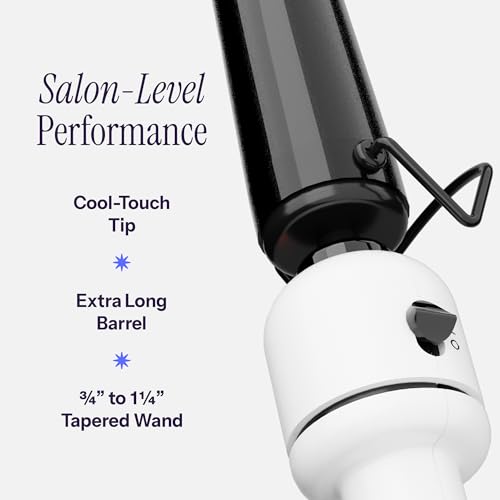 HOT TOOLS Professional Nano Ceramic Extra Long Tapered Curling Iron for Shiny Curls, 3/4 to 1 1/4 Inches