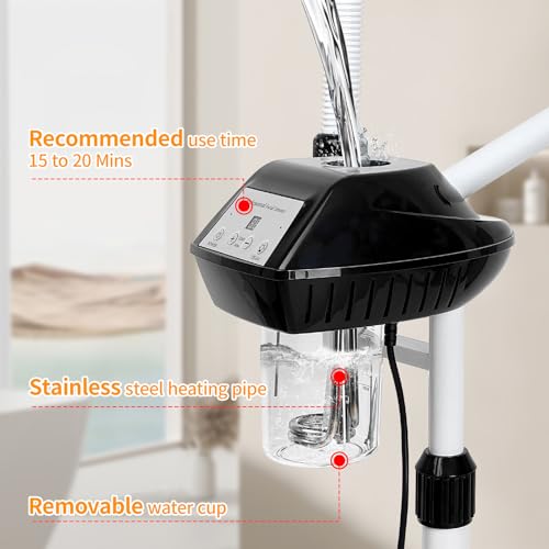 Professional Facial Steamer, 2 in 1 Facial Steamer on Wheels with 5X Magnifying Lamp, Steamer for Face Adjustable Height, Steamer for Facial for Salon, Spa and at Home Use