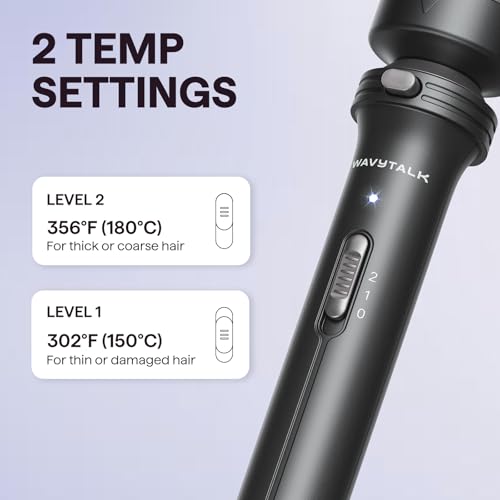 Wavytalk Thermal Brush, 1 1/2 inch Heated Round Brush with Detachable Head, Velvet Pouch and Dual Voltage for Travel, Easy to Create Blowout Look, Classic Black