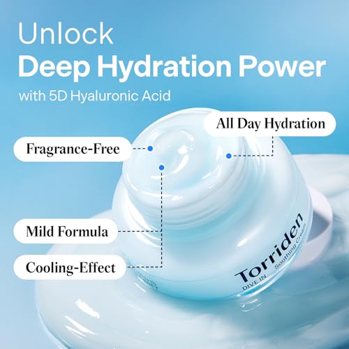 Torriden DIVE IN Hyaluronic Acid Soothing Cream 100ml (3.38 fl. oz) | Revitalizing Facial Moisturizer for Sensitive and Dry Skin | Hyaluronic Acid, Panthenol, Allantoin