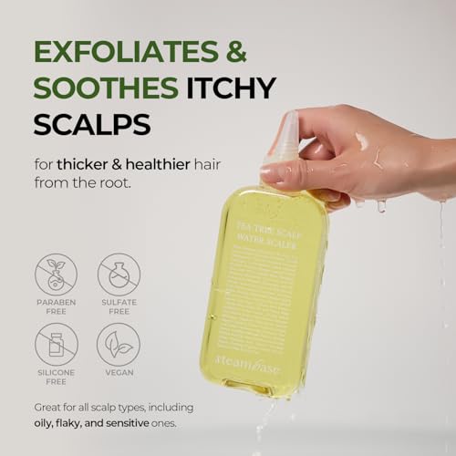 STEAMBASE Tea Tree Scalp Treatment | Purifies and Exfoliates Oily Scalp | Natural BHA & Tea Tree | Removes Odor & Buildup | Hypoallergenic Exfoliator, 8.42 fl oz