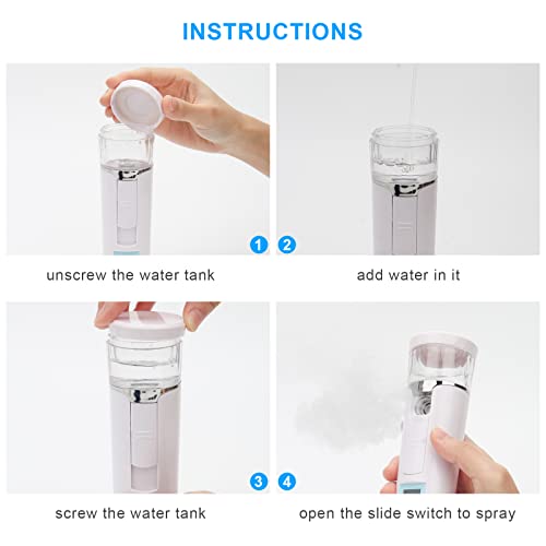 Nano Facial Mister, Mini Facial Steamer, Handy Moisturizing Mist Sprayer, Atomization Eyelash Extensions Skin Care Steamer, USB Rechargeable (Water Supplementer) (50ml)