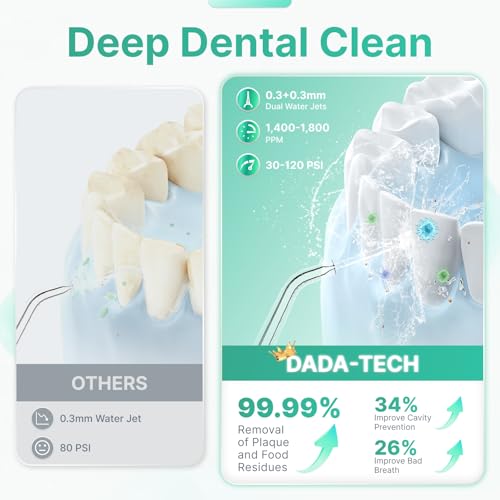 Water Flosser for Teeth, Cordless Oral Irrigator Portable Dental Cleaner Picks with 8 DIY Modes 7 Jets 300ml Tank Braces Flossers Rechargeable (Green)