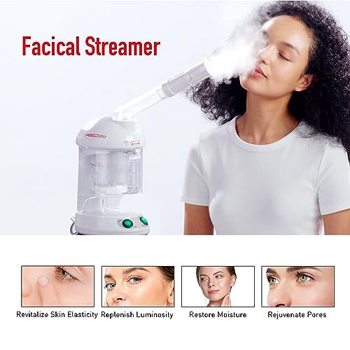 Red Pro Hair Therapy 2-in-1 Hair Steamer & Facial Steamer for Hydration Deep Cleaning, Designed for Personal Care at Home or Spa & Salon, Moisturize Hair 6x More Effectively