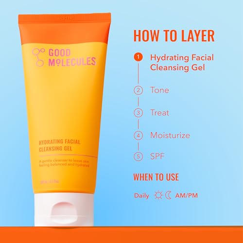 Good Molecules Hydrating Facial Cleansing Gel - Face Wash with Rosewater and Pineapple Extracts to Brighten, Cleanse, and Moisturize - Facial Cleanser, Skin Care