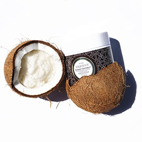LALICIOUS Sugar Coconut Sugar Scrub, Exfoliating Body Scrub, Moisturizing Extraordinary Whipped Body Exfoliator, Gentle Exfoliating Body Scrubber Exfoliator for Radiant Skin, No Parabens - 16oz