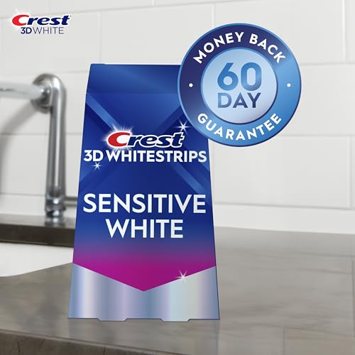 Crest 3D Whitestrips Sensitive White – Teeth Whitening Kit, 18 Treatments, Each with 1 Upper/1Lower, 36 Strips – Crest 3DWhite Teeth Whitening Strips