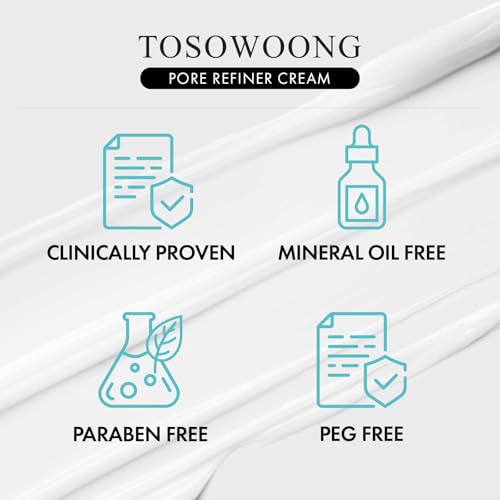 TOSOWOONG Pore Refiner Cream, Pore Minimizer with AHA - Glycolic Acid and Lactic Acid, Oil Control Face Moisturizer for Oily Skin, Texture Smoothing for Fine Lines, Korean Skincare, 50g / 1.76 oz.