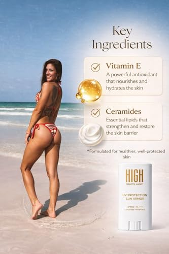 Sun Armor SPF 50 Facial Sunscreen Stick | Broad-Spectrum UVA & UVB Protection | Invisible Finish, Easy Touch-Ups | Vitamin E + Ceramides for Firm, Smooth Skin | Travel-Friendly SPF, HCA