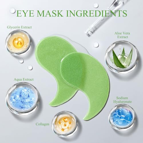 ZACUEEOCY Aloe Vera Eye Masks, 60 Pcs, Puffy Eyes and Dark Circles Treatments – Look Younger and Reduce Wrinkles and Fine Lines Undereye, Improve and Firm eye Skin - Pure Natural Material Extraction