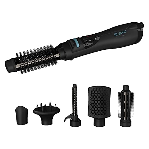 Revamp Progloss Airstyle 6-in-1 Hot Air Multi Styler – Hair Dryer Brush for Wet or Dry Hair Styling – Ceramic Barrel Infused with Progloss Oils for Frizz-Free Shine – Auto-Off & 9’ Swivel Cord