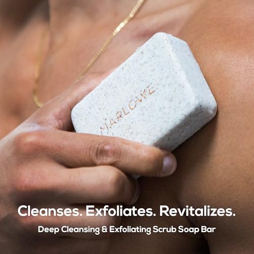 MARLOWE. No. 102 Body Scrub Soap 7 oz, Exfoliating Soap Bar with Shea Butter, Olive Oil & Green Tea Extracts, Cleanses, Smooths & Revitalizes Skin, Original Sage & Fir Scent