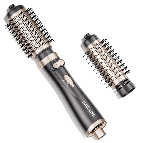 DAILYLIFE Rotating Hair Dryer Brush, Hot Air Brush, Spinning Blow Dryer Brush with 2 Brushes (1.5" & 2"), Ionic Generator