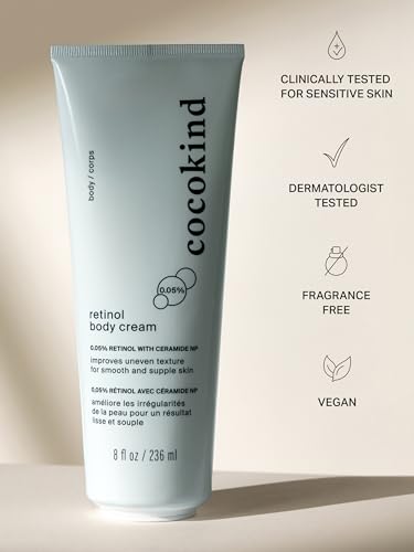 Cocokind Retinol Body Cream, Youthful Body Skin Treatment, All Skin Types including Sensitive Skin, Fragrance Free, Cruelty Free, Vegan, 8 fl oz