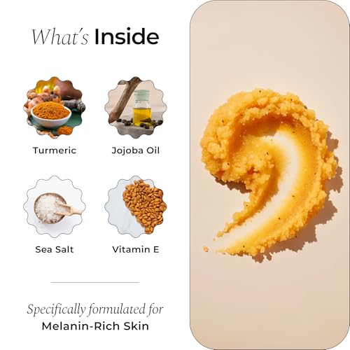 GLO Melanin Turmeric Scrub for Dark Spots, Brightening Inner Thighs Bikini Area Underarms, Natural Exfoliating Face