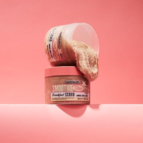 Soap & Glory Smoothie Star Exfoliating Body Scrub - Buff & Smooth Skin - Almond & Caramel Scented Vegan Body Polish - Brightening Scrub with Honey Extract + Sweet Almond Oil (300ml)