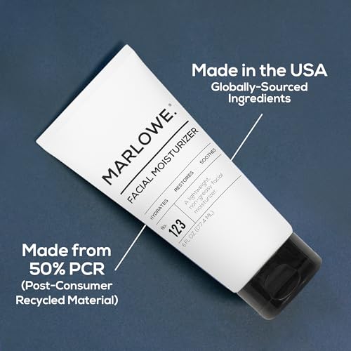 MARLOWE. No. 123 Facial Moisturizer 6 oz, Daily Face Lotion with Aloe Vera & Green Tea Extract, Hydrates, Nourishes, Restores & Soothes, Lightweight, Non-Greasy, Fresh Aloe Citron Scent