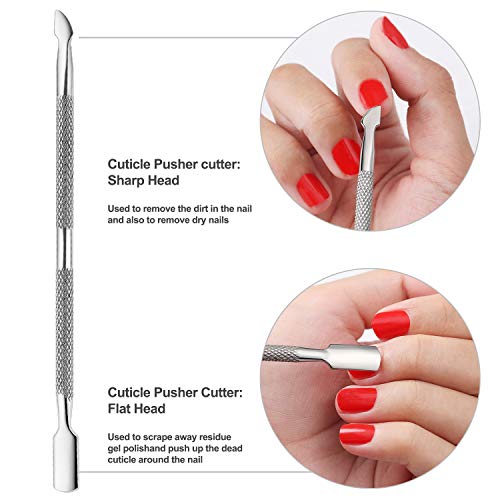 YINYIN Cuticle Trimmer with Cuticle Pusher and Cutter, Professional Stainless Steel Nippers, Cutter Clippers, Cuticle Remover, Pedicure Manicure Tools for Fingernails and Toenails, Sliver