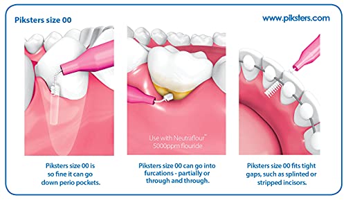 Piksters Interdental Brushes, 40 pk, Size 00, Interdental Tooth Brush for Extremely Tight Gaps, Gum Soft Bristles for Plaque Removal, Safe for Braces