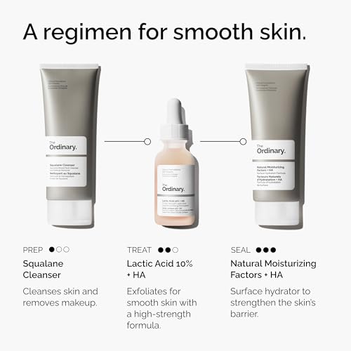 The Ordinary Lactic Acid 10% + Hyaluronic Acid 2%, High-Strength Exfoliating Serum for Smoother, Brighter Skin, 1 Fl Oz