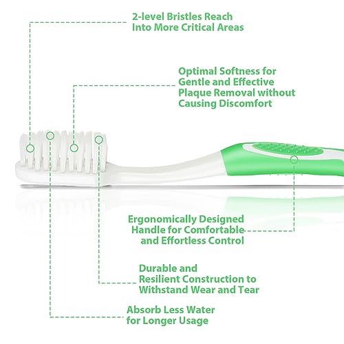 Extra Soft Toothbrushes for Adults - Flossing Toothbrush for Sensitive Teeth and Receding Gums, Tapered Bristles Ultra Clean Plaque Remover Travel Toothbrush Individually Wrapped Pack of 4