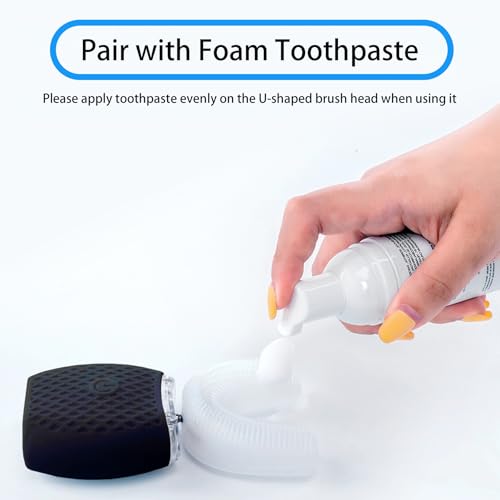 Ultrasonic Toothbrush for Adults - Automatic Electric Toothbrush Rechargeable Portable 30'' Automatic Timer Wireless Charging Washable Travel Home Dual-use (Black)