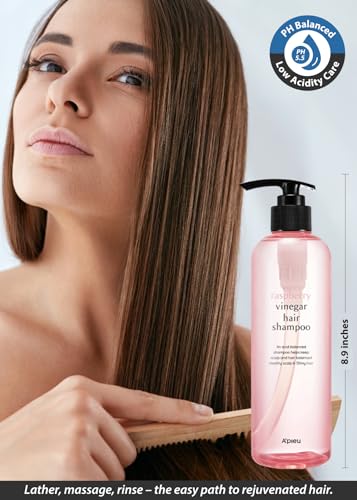A’PIEU Raspberry Vinegar Hair Shampoo - Dandruff & Clarifying Shampoo with Scalp Treatment. Balances pH, Removes Buildup, Soothes Scalp. Korean Hair Care. 16.9 fl.oz