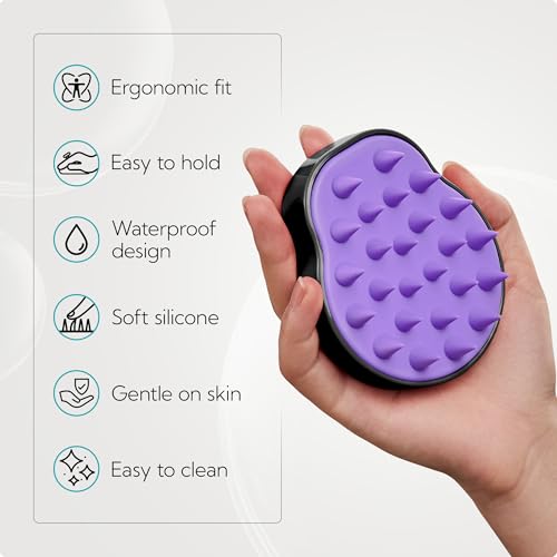 HEETA Hair Scalp Massager Shampoo Brush 2 Pack, Soft Silicone Bristles to Remove Dandruff, Waterproof Hair Scrubber for Both Wet Dry Use, Suitable for Men & Women (Green & Black)