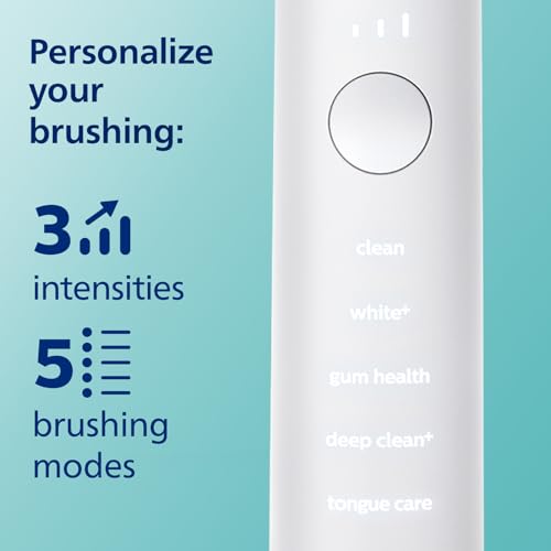Philips Sonicare DiamondClean Smart 9500 Electric Toothbrush, Sonic Toothbrush with App, Pressure Sensor, Brush Head Detection, 5 Brushing Modes and 3 Intensity Levels, White, Model HX9923/01