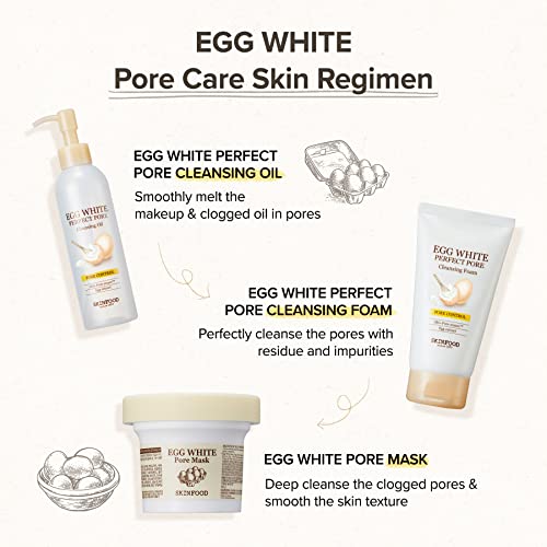 [SKINFOOD] Egg White Pore Mask 120g (4.23 Fl Oz), Clay Mask Pore Tightening Exfoliator, Sebum Absorption Hydra Exfoliant (4.23 oz)