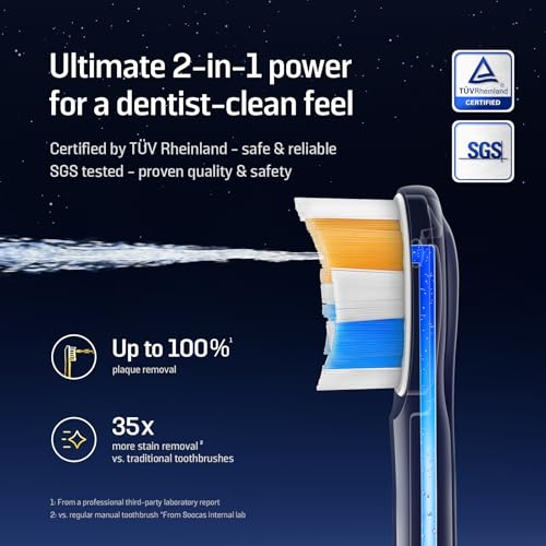 Soocas NEOS II - Electric Toothbrush with Water Flosser, Sonic Electric Toothbrush for Adults, Cordless Water Flosser for Travel, Portable Oral Irrigator, Up to 100% Plaque Removal, Pearl White