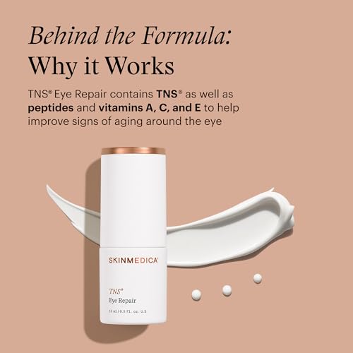 SkinMedica TNS Eye Repair Cream - Helps reduce the appearance of fine lines, wrinkles, and dark circles with a powerful blend of peptides, vitamins, and antioxidants, NEW PACKAGING, 0.5 Oz