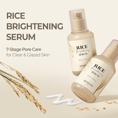 SKINFOOD Rice Serum, 48 Hours Fermented Rice Water Skincare Korean Serum for Face, Korean Rice Skincare for Natural Glow Glass Skin, Pore Minimizer, Rice Water Bright, 55ml/1.86fl.oz.