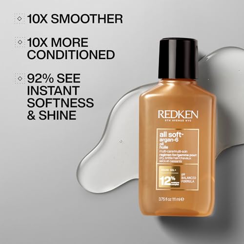 Redken All Soft Argan-6 Oil Treatment For Dry Hair - Deeply Conditions Hair, Adds Softness and Shine With Argan Oil