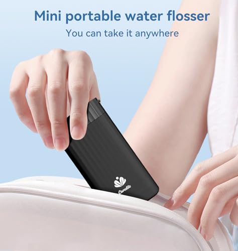 Portable Water Flosser for Teeth,Travel Water Flosser Picks,Mini Cordless Oral Irrigator Rechargeable Power Dental with Telescopic Water Tank, IPX7 Wateroproof for Brace & Sensitive Teeth Care,Black