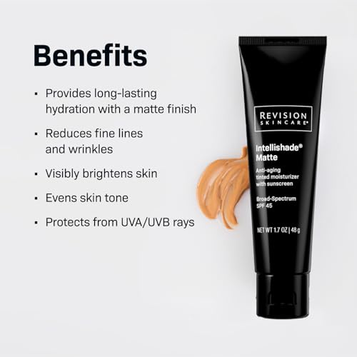 Revision Skincare Intellishade® Matte SPF 45 Anti-Aging Tinted Sunscreen for Face, Oil-Free Moisturizer with SPF and Vitamin C, Pore Minimizing Sunscreen for Oily and Combination Skin, 1.7 oz