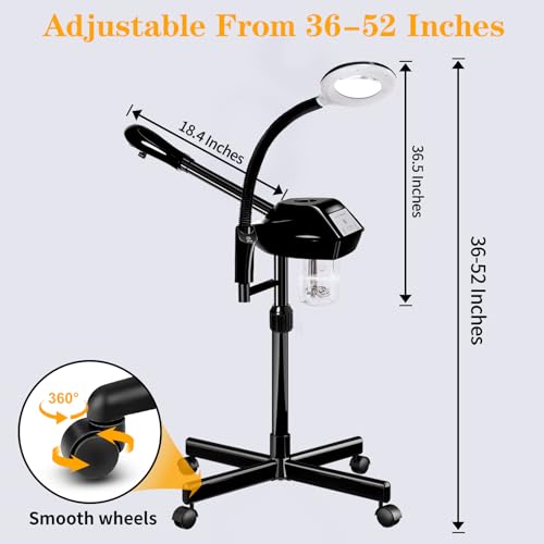 Professional Facial Steamer, 2 in 1 Facial Steamer with 5X Magnifying Lamp, Ozone Face Steamer, Suitable for Home or Beauty Spa Use