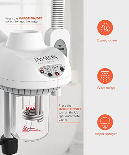 TASALON Professional 2 in 1 Facial Steamer With 5X Magnifying Foldable Arm, Ozone Mist Steamer for Face, Salon Spa Beauty Skin Care Equipment