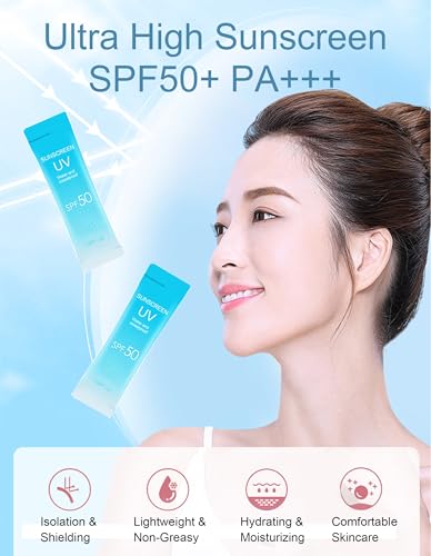 20PCS Mini Sunscreen with Hyaluronic Acid, SPF50+ PA+++ Travel Size Sunscreen Bulk (4ml Each), Lightweight & Non-Greasy & Hydrating, Waterproof Face & Body Sunscreen for Outdoor, Vacation, Daily Use