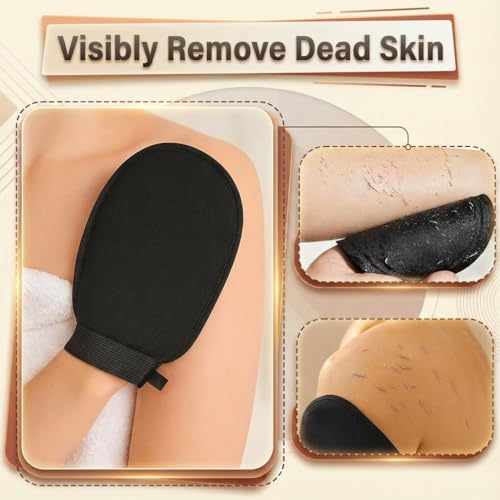 Deep Exfoliating Glove, Korean Exfoliating Mitt for Body Scrub, Dead Skin Removal & Keratosis Pilaris Treatment, Spray and Self Tan Remover