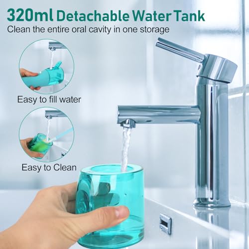 Water Dental Pik Flosser,Grinest 7 Modes Rechargeable Water Dental Picks for Teeth Cleaning Cordless Oral Irrigator Portable IPX7 Waterproof Tooth flossers for Home Travel-Green