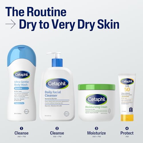 Cetaphil Face & Body Moisturizer, Hydrating Moisturizing Cream for Dry to Very Dry, Sensitive Skin, NEW 16 oz 2 Pack, Fragrance Free, Non-Comedogenic, Non-Greasy