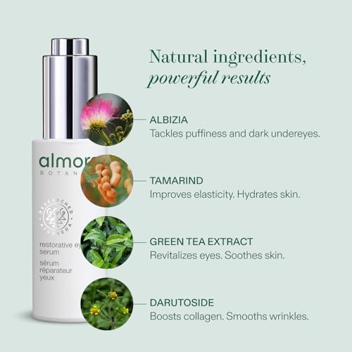 Almora Botanica Restorative Eye Serum, 30mL | Brightening & Firming Eye Treatment | Reduces Dark Circles, Puffiness & Fine Lines | Nutrient-Rich, Collagen-Activating Formula | Clean, Vegan Skincare