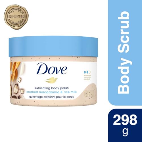 Dove Scrub Macadamia & Rice Milk Reveals Visibly Smoother Skin Body Scrub That Nourishes Skin 10.5 oz