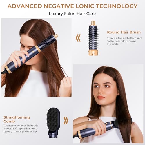 5 in 1 Hair Dryer Brush Set, Negative Ion Blow Dryer Brush Upgrade Hot Air Brush Air Styler Curling Wrap Air Curler, Curling Iron Hair Styling Tools As A Gift for Straight/Curl/Drying/Smoothing