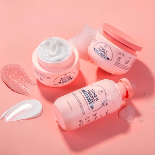 Nature Spell Tone & Tighten Sugar Body Scrub, Smooth and Radiant Exfoliating Body Scrub with Hyaluronic Acid, Ginseng Extract and Plant Collagen, For All Skin Types, 10.5 fl oz