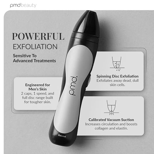 PMD Beauty Personal Microderm Man - At-Home Microdermabrasion Machine with Kit for Face & Body - Exfoliating Crystals and Vacuum Suction for Bold and Striking Skin